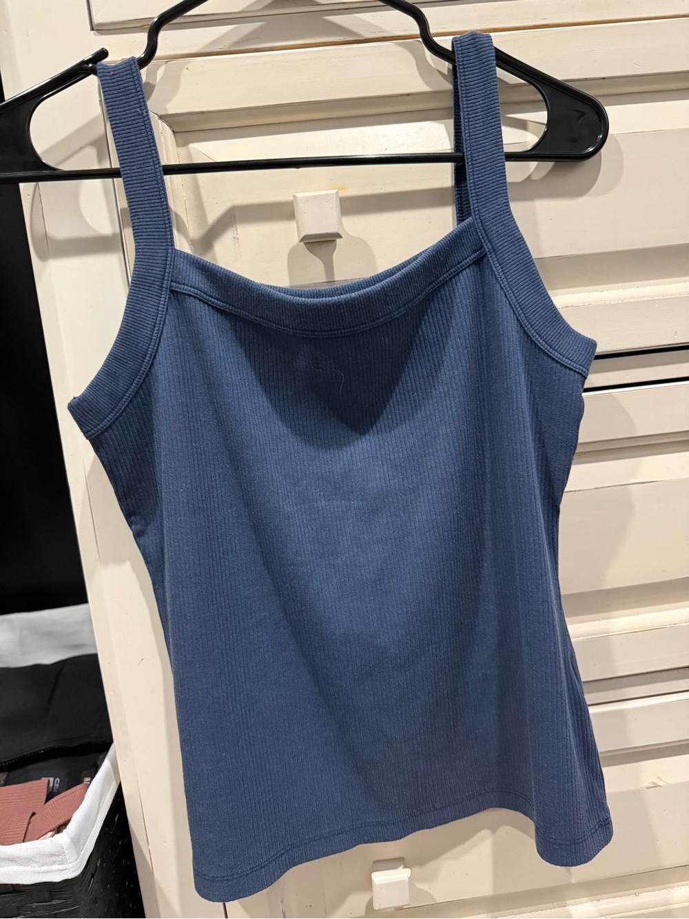 American Eagle Outfitters Blue Ribbed Square-Neck Tank
